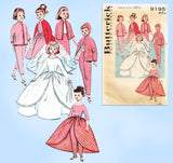 1950s Vintage Butterick Sewing Pattern 9195 10 In High Heel Doll Clothes Wedding