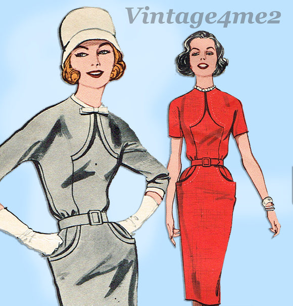 Butterick 9199: 1960s Marvelous Misses Dress Size 32 Bust Vintage Sewing Pattern - Vintage4me2