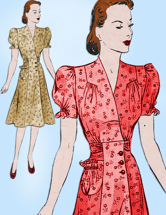 1940s Vintage Butterick Sewing Pattern 9233 Plus Size Women's House Dress 40 B - Vintage4me2