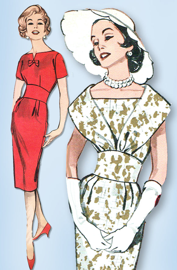 1950s Vintage Butterick Sewing Pattern 9298 Misses Wiggle Dress Size 14 34 Bust