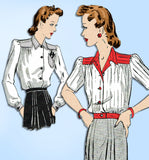 Butterick 9312: 1940s Misses WWII Blouse Size 30 Bust Vintage Sewing Pattern
