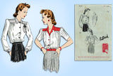 Butterick 9312: 1940s Misses WWII Blouse Size 30 Bust Vintage Sewing Pattern