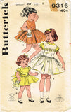 1960s Original Vintage Butterick Pattern 9316 Cute Baby Girls Party Dress Size 1
