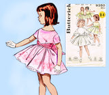 1960s Original Vintage Butterick Pattern 9350 Cute Toddler Girls Party Dress Sz4