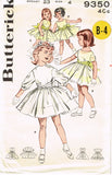 1960s Original Vintage Butterick Pattern 9350 Cute Toddler Girls Party Dress Sz4