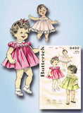 1960s Original Vintage Butterick Pattern 9492 Baby Girls Dress & Slip Sz 6 mos -Vintage4me2