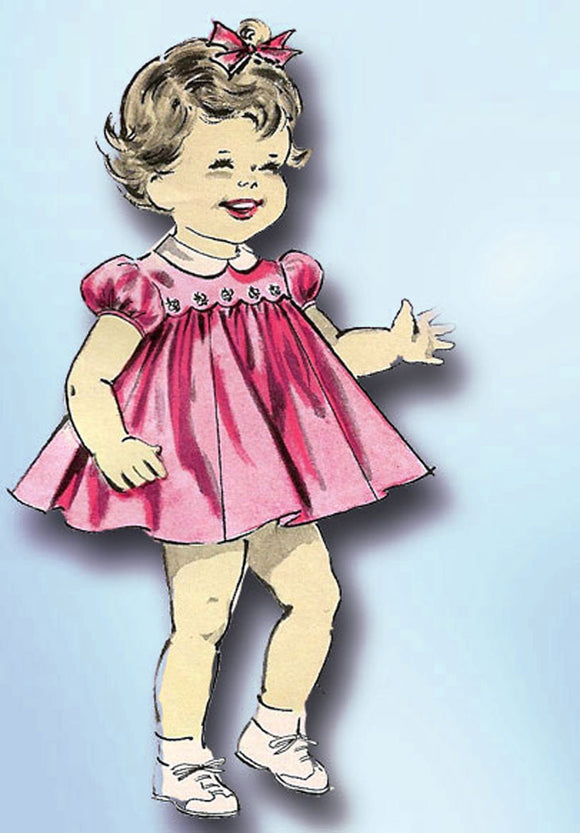 1960s Original Vintage Butterick Pattern 9492 Baby Girls Dress & Slip Sz 6 mos -Vintage4me2
