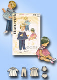 1960s Original Vintage Butterick Pattern 9917 Baby Top Pants & Diaper Cover Sz 1