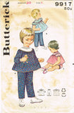 1960s Original Vintage Butterick Pattern 9917 Baby Top Pants & Diaper Cover Sz 1