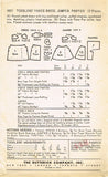 1950s Vintage Butterick Sewing Pattern 9957 Baby Girls Flared Dress Size 1 20B