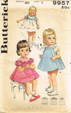 1950s Vintage Butterick Sewing Pattern 9957 Baby Girls Flared Dress Size 1 20B