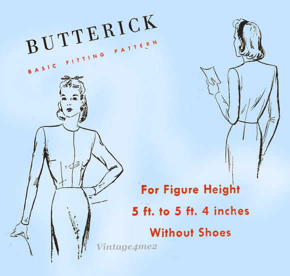 Butterick S-224: 1940s Vintage Uncut Misses Blouse 36B Basic Fitting Sewing Pattern