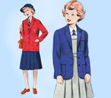 Butterick c524: 1950s Uncut Girls Uniform Blazer Sz 6 Vintage Sewing Pattern