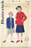 Butterick c524: 1950s Uncut Girls Uniform Blazer Sz 6 Vintage Sewing Pattern