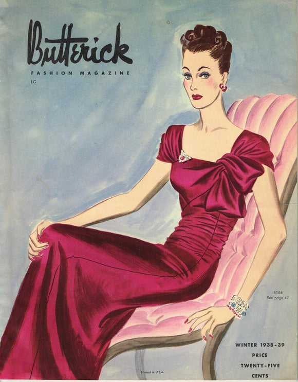 Instant Download 1930s Butterick Winter 1938 Fashion Magazine Pattern Book Catalog