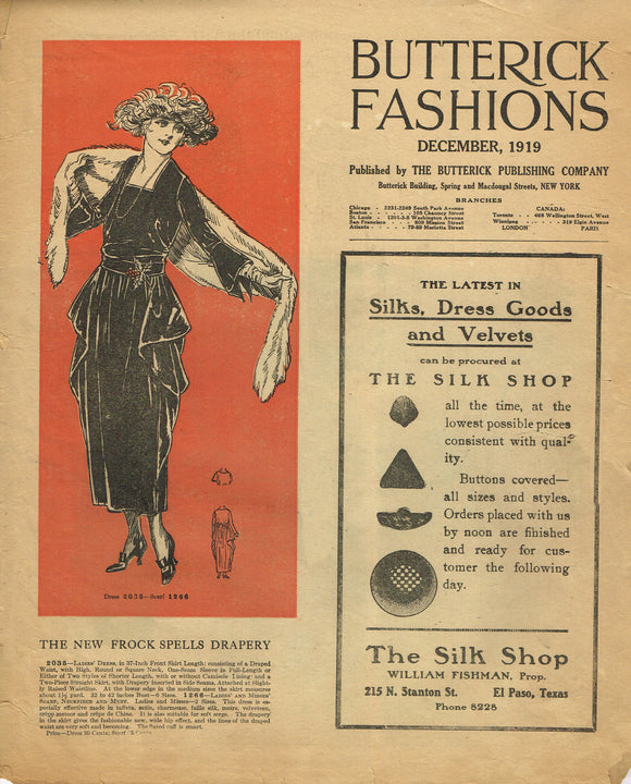 Digital Download Butterick Fashion Flyer December 1919 Edwardian Sewing Pattern Catalog