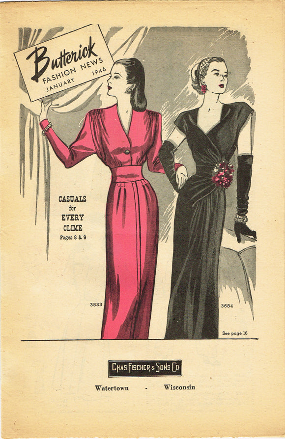 Digital Download Butterick Fashion Flyer January 1946 Small Sewing Pattern Catalog - Vintage4me2