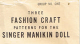 1950s Rare Uncut Vintage Singer Manikin Doll Clothes Pattern 3 Butterick Dresses