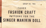 1950s Rare Uncut Vintage Singer Manikin Doll Clothes Pattern 3 Butterick Designs