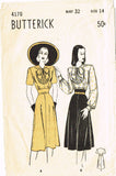 1940s Vintage Butterick Sewing Pattern 4170 Misses Street Dress Size 14 32B ORIG - Vintage4me2