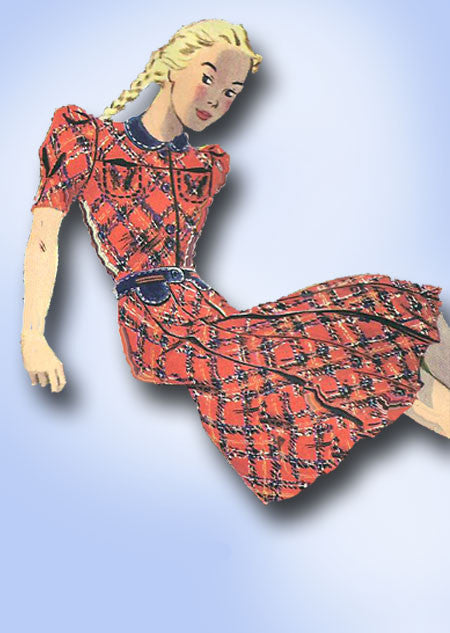 1930s Vintage Butterick Sewing Pattern 8054 Uncut Girls Shirtwaist Dress Size 8 - Vintage4me2