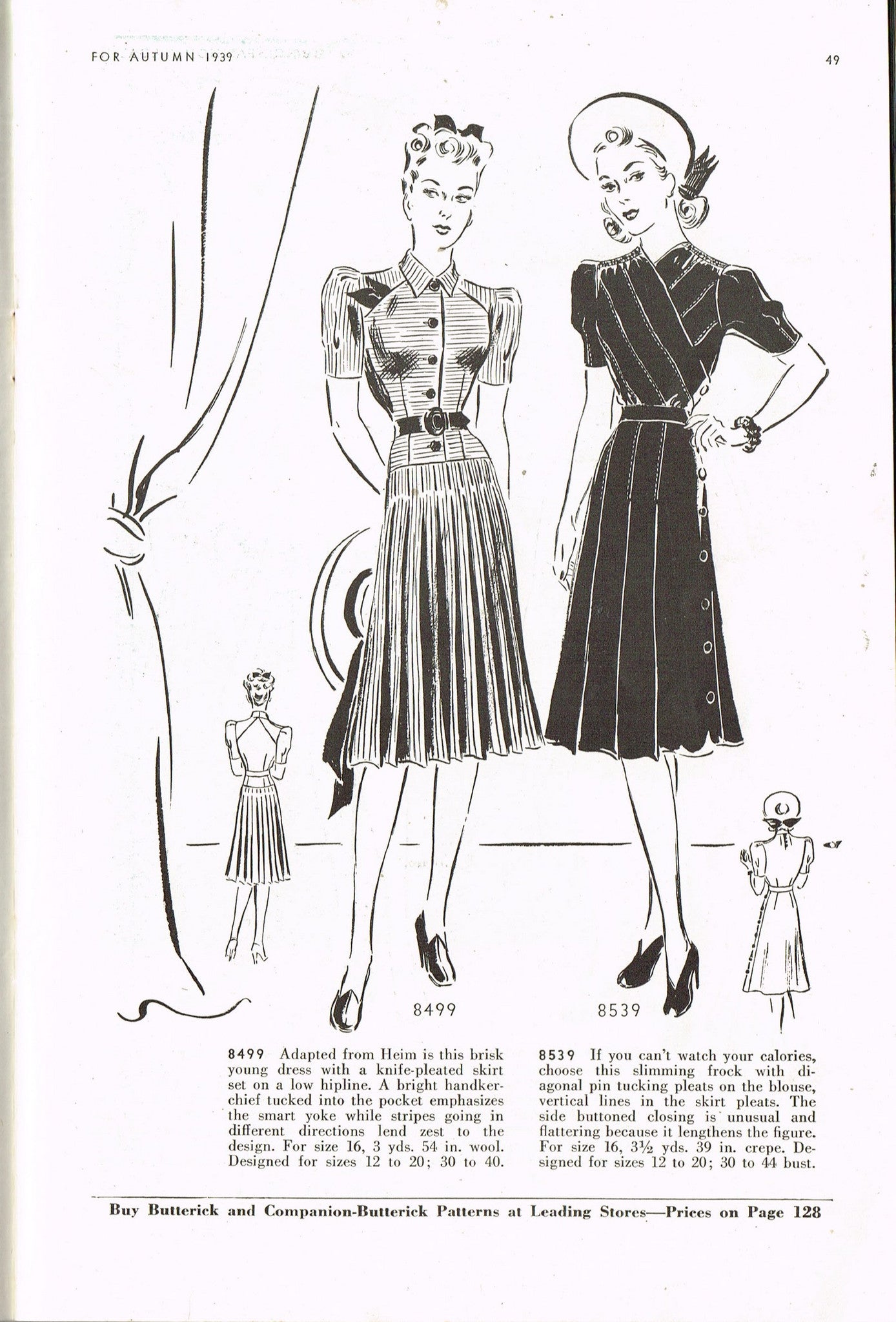 Instant Digital Download Butterick Fall 1939 Pattern Book Catalog ...