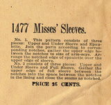 1899 Rare Collectible Victorian Sleeves Uncut Cosmpolitan Sewing Pattern 1477 - Vintage4me2
