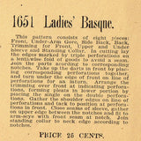 1899 Rare ORIG Victorian Ladies Basque Uncut Cosmpolitan Sewing Pattern 1651 34B - Vintage4me2