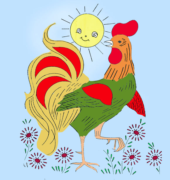 1950s Design Mail Order Embroidery Transfer 532 Uncut Applique Chicken Tea Towel - Vintage4me2