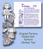 1960s Original Vintage Mail Order Sewing Pattern 7131 Uncut Sock Doll w Wardrobe