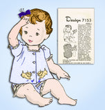 1950s Vintage Mail Order Sewing Pattern 7153 Cute Uncut Baby Top & Diaper Cover