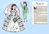 1950s Vintage Design Mail Order Sewing Pattern 730 10in Bridal Doll Clothes Set