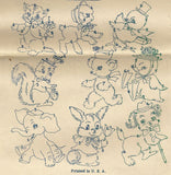 1950s Vintage Design Embroidery Transfer 7398 Uncut Baby Animal Crib Quilt