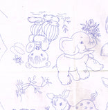 1950s ORIG Vintage Design Embroidery Transfer 7533 Uncut Baby Animal Crib Quilt