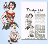 1950s Vintage Design Mail Order Sewing Pattern 884 FF Misses Blouse Sz 12 to 18