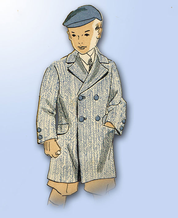 1930s Vintage Du Barry Sewing Pattern 1003 Toddler Boys Newsboy Coat Size 4 - Vintage4me2