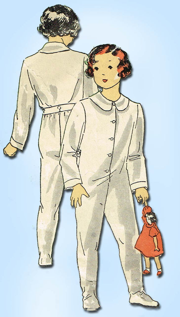 1930s Vintage Du Barry Sewing Pattern 1039 NRA Marked Toddler Pajamas Size 3 - Vintage4me2