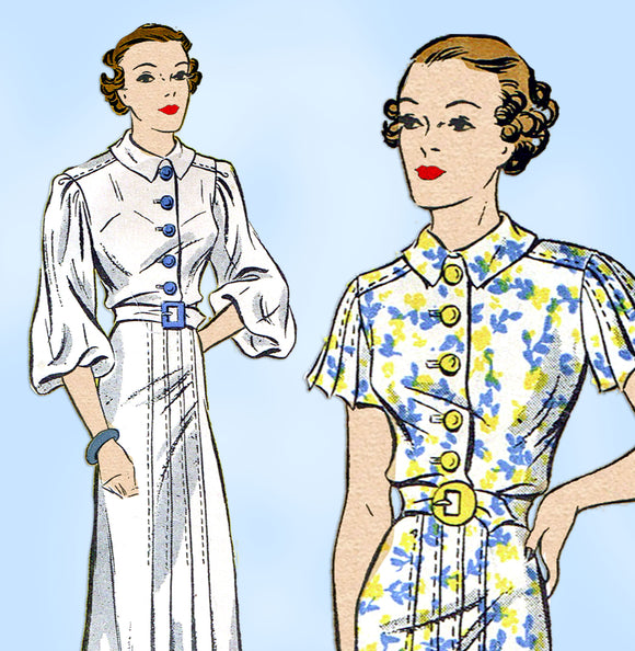 Du Barry 1442: 1930s Misses Afternoon Dress Size 32 Bust Vintage Sewing Pattern - Vintage4me2