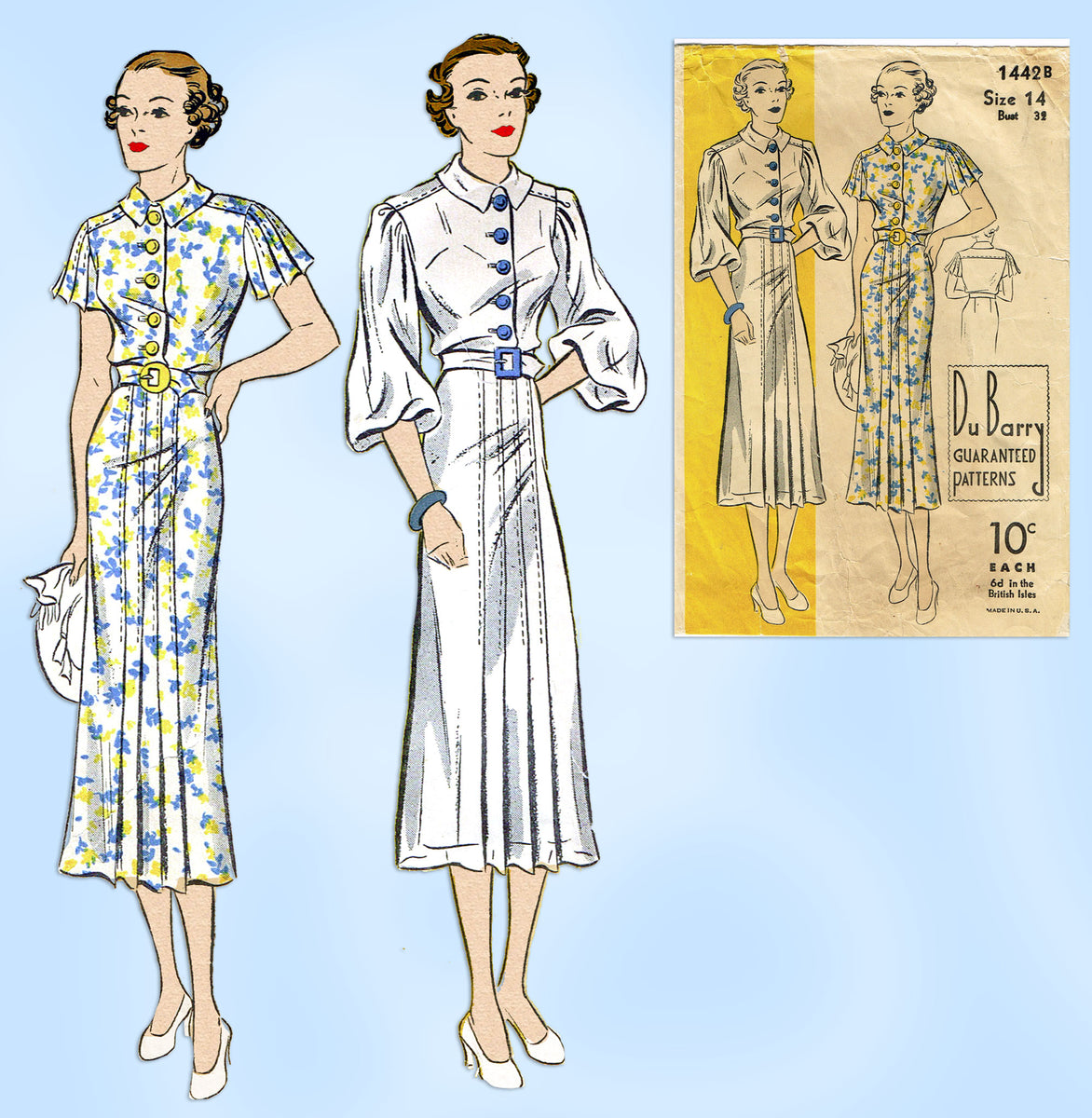 Du Barry 1442: 1930s Misses Afternoon Dress Size 32 Bust Vintage Sewin ...