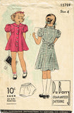 1930s Vintage Du Barry Sewing Pattern 1572 Toddler Girls Princess Dress Size 4