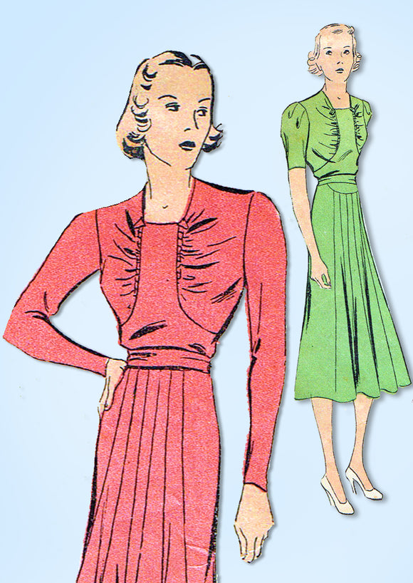 1930s Vintage Du Barry Sewing Pattern 1803 Misses Afternoon Dress Size 38 Bust