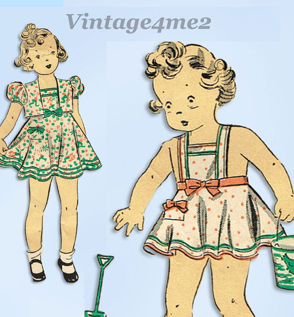 1930s Original Vintage Du Barry Pattern 2012 Toddler Girls Sun Dress Sz 6