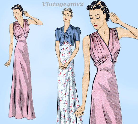 Du Barry 2145: 1930s Glamorous Misses Nightgown Sz 36 B Vintage Sewing Pattern