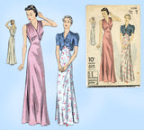 Du Barry 2145: 1930s Glamorous Misses Nightgown Sz 36 B Vintage Sewing Pattern