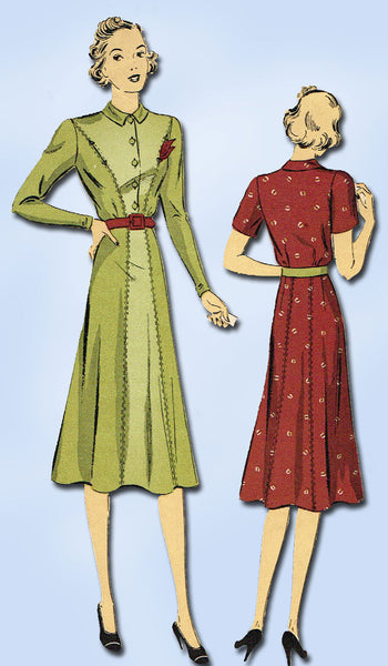 1930s Vintage Du Barry Sewing Pattern 2152 Misses Shirtwaist Dress Size 33 Bust - Vintage4me2