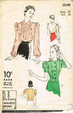 1930s Vintage Du Barry Sewing Pattern 2328 Misses Tucked Blouse Size 12 30 Bust - Vintage4me2