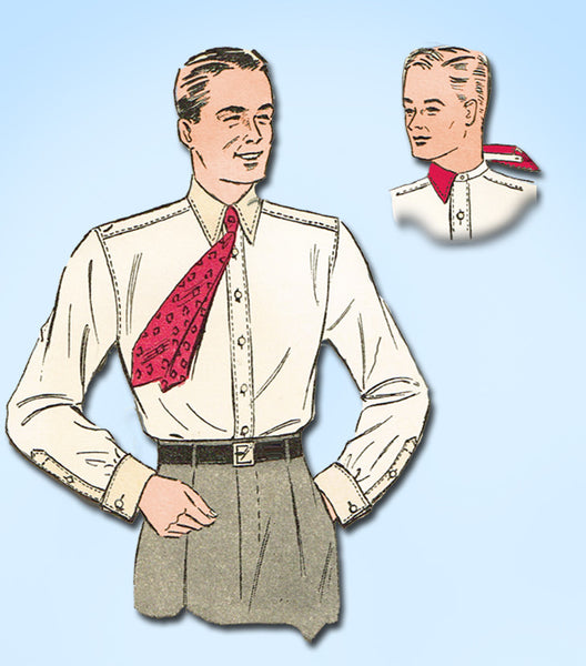 dress shirt drawing 1930s Vintage Du Barry Sewing Pattern 2349 Men's Dress Shirt Size 14 3 –  Vintage4me2