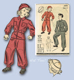 1930s Vintage Du Barry Pattern 2350 WWII Boys or Girls Snowsuit & Hat Size 12 -Vintage4me2