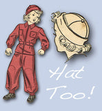 1940s Vintage Du Barry Sewing Pattern 2350 WWII Toddlers Snowsuit & Hat Size 4 - Vintage4me2