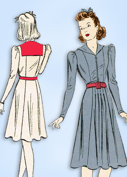 1930s Vintage Du Barry Sewing Pattern 2379 Misses WWII Sailor Dress Size 32 Bust